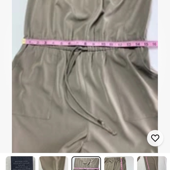 Chico’s 90’s Black Label strapless jogger Jumpsuit, taupe-size 1/8-10 - Picture 5 of 8